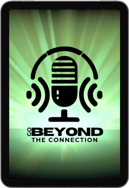 Go Beyond the Connection podcast logo featuring microphone and soundwave icon