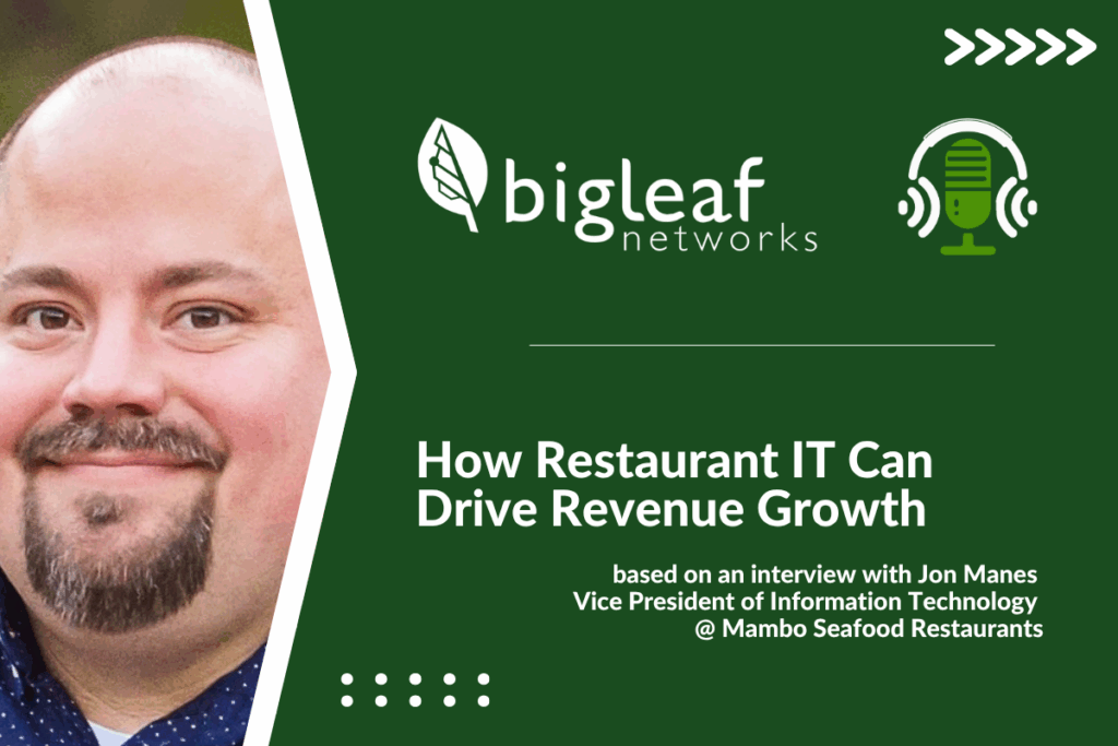 Portrait of Jon Manes, VP of IT at Mambo Seafood, with podcast branding for Go Beyond the Connection on an episode about restaurant IT revenue growth strategy