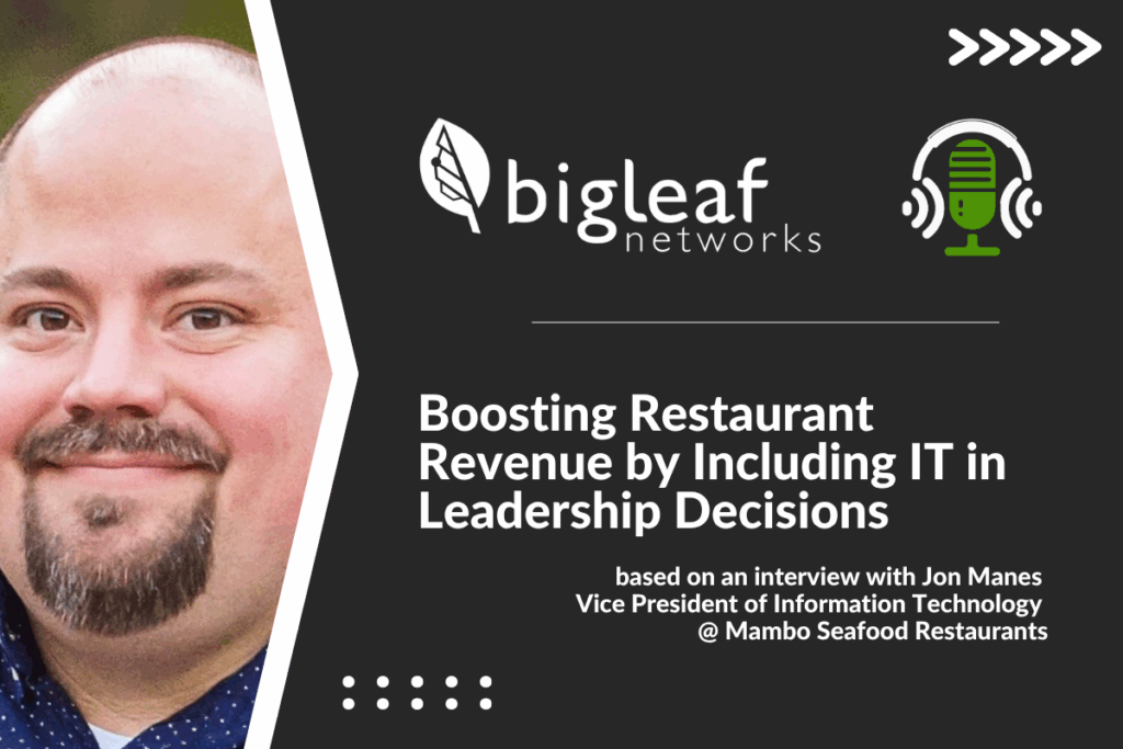 Portrait of Jon Manes, VP of IT at Mambo Seafood, with podcast branding for Go Beyond the Connection on an episode about how IT leadership transforms restaurant decision-making and drives growth